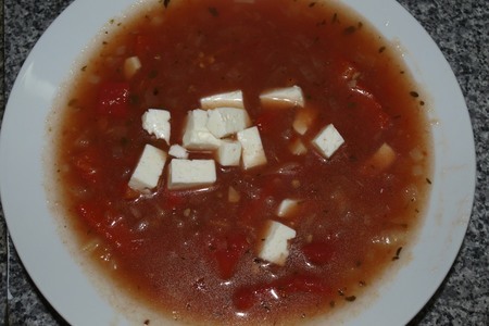 Суп из запеченных помидор и перцев с брынзой