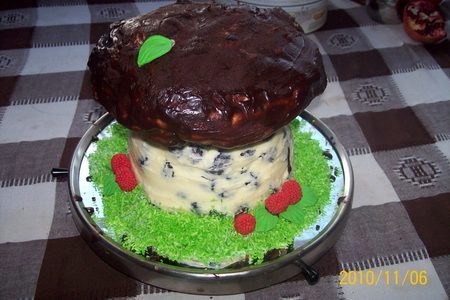 Фото к рецепту: Торт "гриб на полянке"