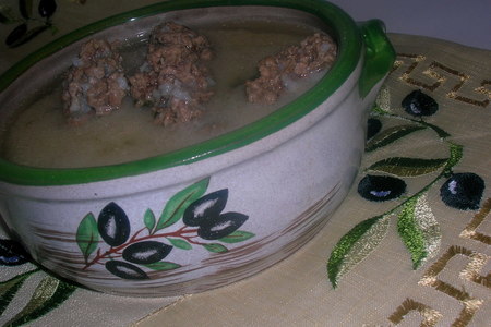 Фото к рецепту: Юварлакья супа авголемоно (σούπα αυγολέμονο gyuvarlakya) или  критский суп