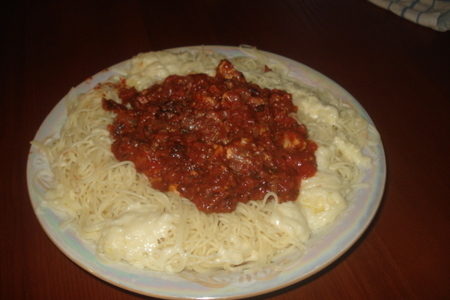 Фото к рецепту: Спагетти с соусом "болоньез"