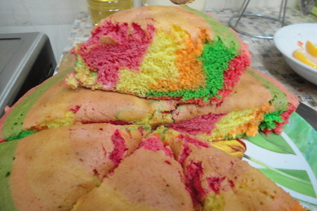 Фото к рецепту: Радужный пирог (rainbow cake)