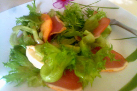 Фото к рецепту: Салат с балыком, моцареллой и нектаринами