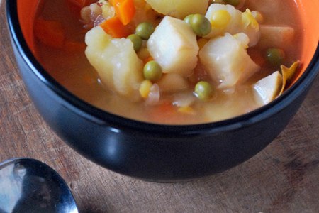 Фото к рецепту: Гороховый суп с тыквой (вегетарианский)