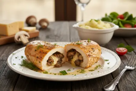 Куриная грудка, фаршированная шампиньонами и сыром