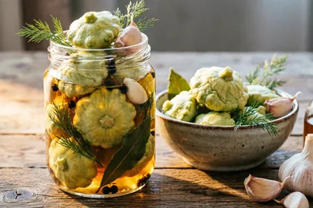 Маринованные острые патиссоны с перцем чили - эффектная, хрустящая и невероятно вкусная закуска