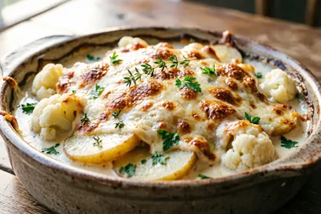 Гратен из картофеля и цветной капусты с ореховой корочкой - эксперименты на кухне с овощами и специями 