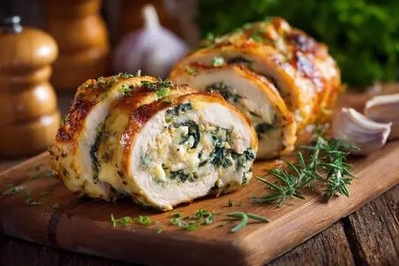 Тонкие куриные рулетики с сыром и шпинатом: вкусно и просто