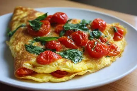 Простой омлет с помидорами и базиликом: быстрый рецепт для вкусного завтрака