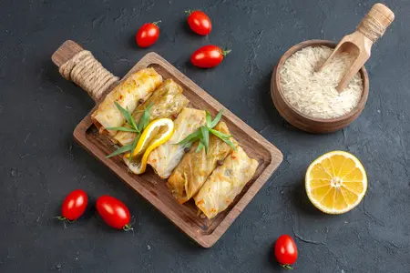 Голубцы ленивые с пшеничной крупой и сыровяленой колбасой