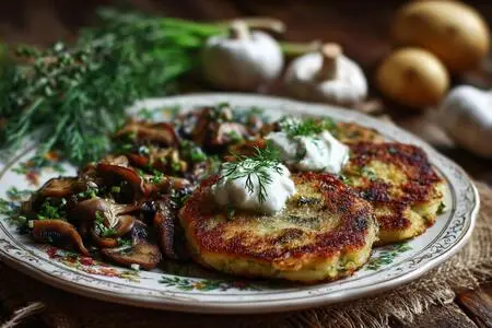 Картофельные драники с шампиньонами и зеленью: вкусное и здоровое блюдо