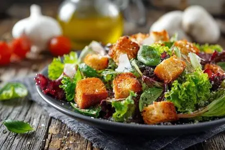 5 рецептов вкусных салатов с сухариками: Хрустящее совершенство на вашем столе