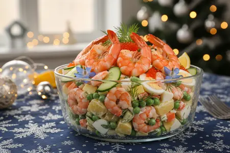 Новогодний оливье с креветками: морской взгляд на классику