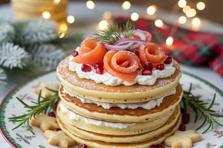 Новогодние панкейки с красной рыбой и сливочным сыром: стильная закуска для праздника