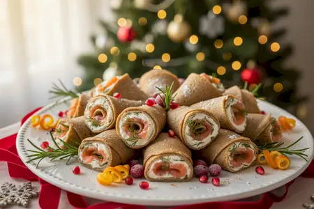 Блины из гречневой муки с лососем и сливочным сыром - изысканная закуска для любого стола