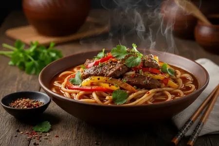 Лагман: классический рецепт (мясо + овощи + лапша)
