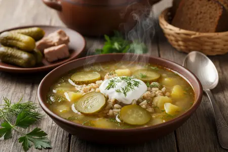 Настоящий рассольник по‑русски: перловка, огурцы и насыщенный бульон