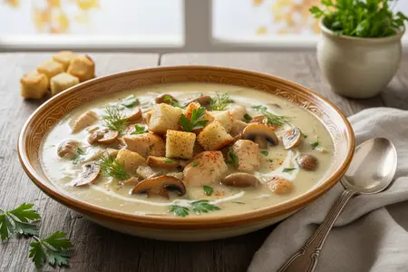 Ароматный суп с курицей и грибами: тепло и уют в каждой ложке
