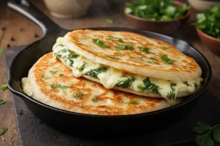 Лепешки с сыром и зеленью на сковороде: быстрый и вкусный рецепт