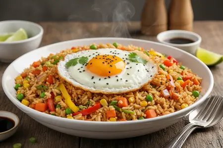 Японский тяхан: рис с овощами и яйцом по‑азиатски