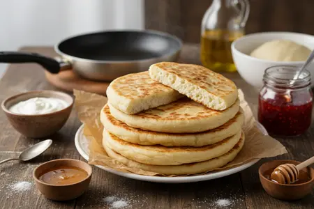 Лепешки на кефире пышные и мягкие
