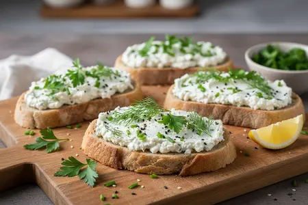Бутерброды с творожным сыром и зеленью: быстрый перекус и закуска для гостей