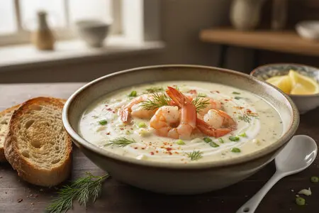 Суп с креветками в сливках - нежный морской вкус