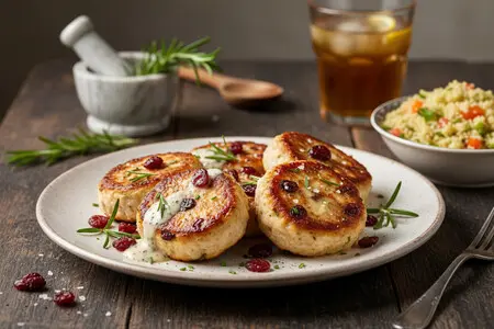 Котлеты из индейки с сушёной клюквой и розмарином