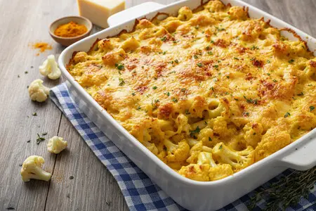 Запеканка из цветной капусты с сыром и куркумой
