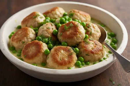 Куриные фрикадельки с зелёным горошком - вкусно, сочно, полезно