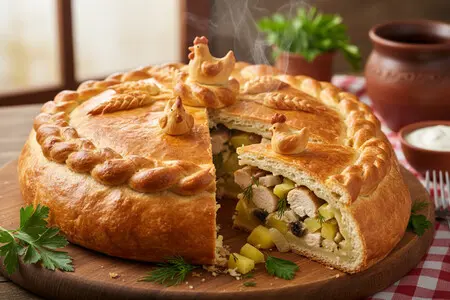 Курник - классический рецепт с курицей и картошкой