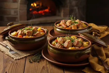 Свинина с картошкой в горшочках в духовке - зимний рецепт