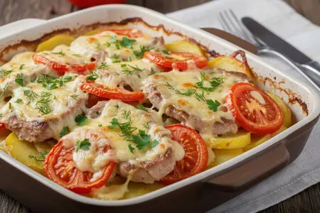 Мясо по-французски с картошкой и помидорами - лучшие рецепты