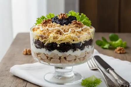 Салат из курицы с черносливом - пикантная и нежная закуска