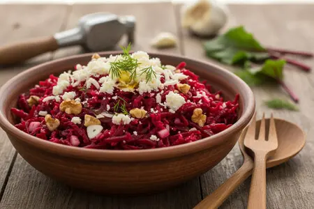 Свекольный салат с чесноком: полезная витаминная закуска