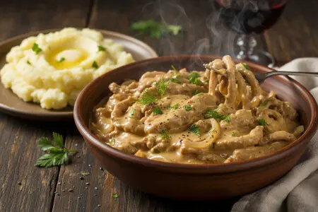 Бефстроганов из говядины со сливками: нежный и насыщенный вкус