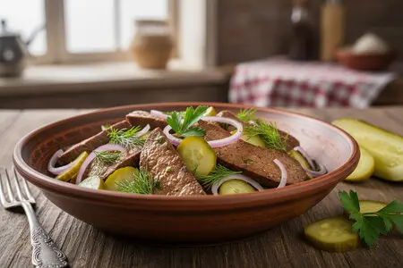 Салат с говяжьей печенью и маринованным огурцом: лучшие рецепты и секреты
