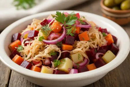 Винегрет с квашеной капустой: классический рецепт