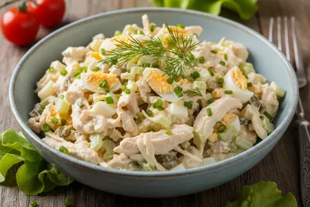 Салат с майонезом и курицей - классика на вашем столе