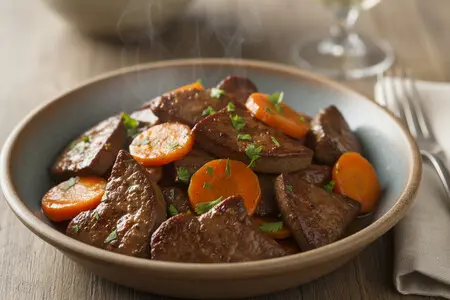 Говяжья печень с морковью - полезно, вкусно, просто!