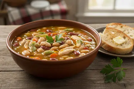 Суп с фасолью на курином бульоне - сытно и полезно!