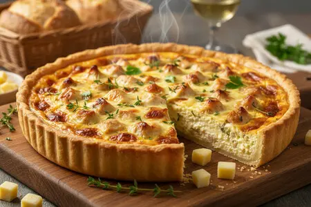 Киш с курицей и сыром - пирог для семейного ужина