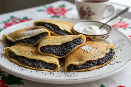 Золотистые блины с душистой маковой начинкой