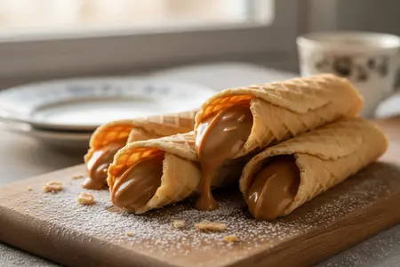 Вафельные трубочки с варёным сгущённым молоком - вкус детства и домашний уют