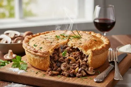 Мясной пирог с грибами - сытный и вкусный рецепт ко Дню защитника Отечества