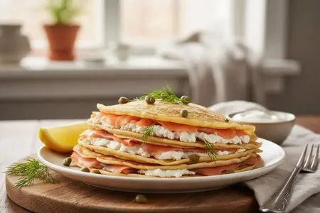Блины с лососем и сливочным сыром - изысканная закуска к Масленице