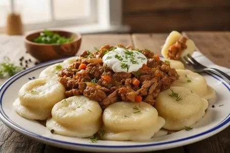 Галушки с мясом - сытно, быстро и очень вкусно!