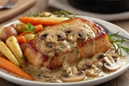 Свинина по-кремлевски - нежное мясо в сливочно-грибном соусе