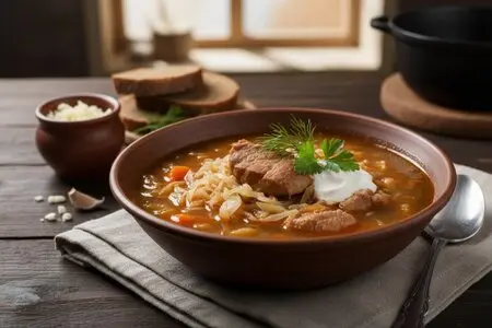 Щи из свежей капусты со свининой - ароматный и сытный суп