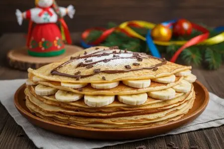 Блины с бананом и шоколадной пастой - десерт к Масленице