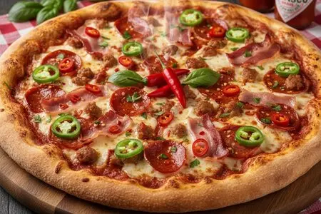 Пицца с мясом и острым перцем - праздничное угощение на 23 февраля